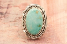 Genuine Royston Turquoise Sterling Silver Ring by Navajo Artist Artie Yellowhorse